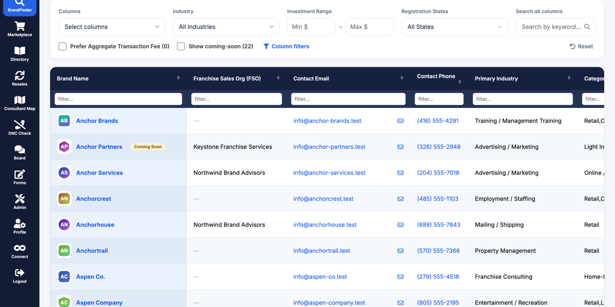 FCC BrandFinder screenshot