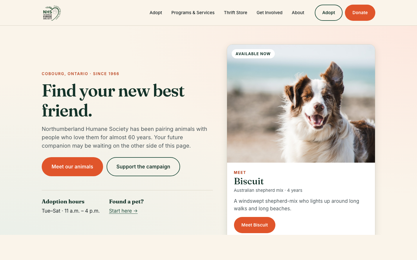 Northumberland Humane Society screenshot