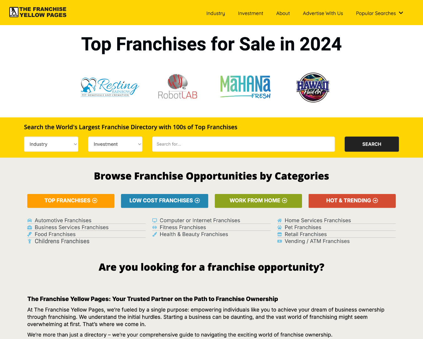 The Franchise Yellowpages screenshot